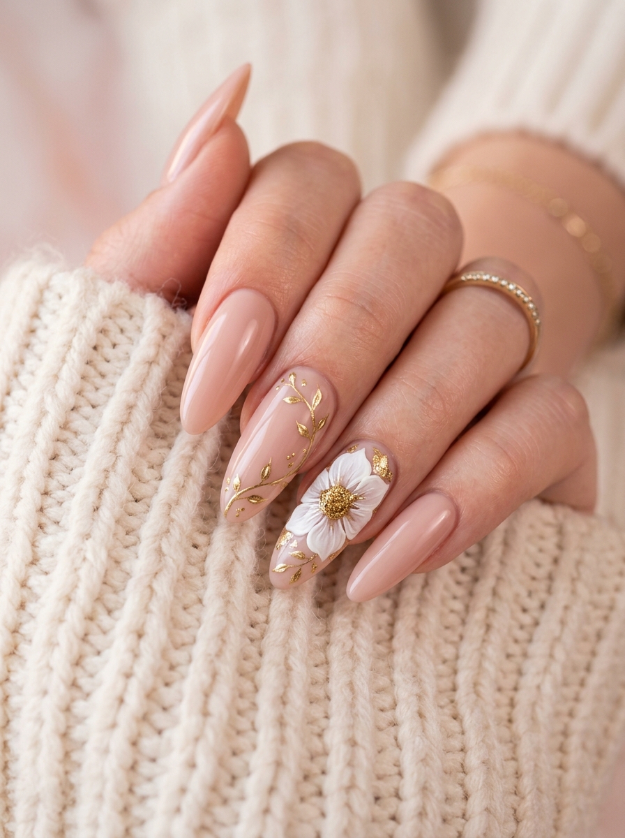Elegant Floral nail design