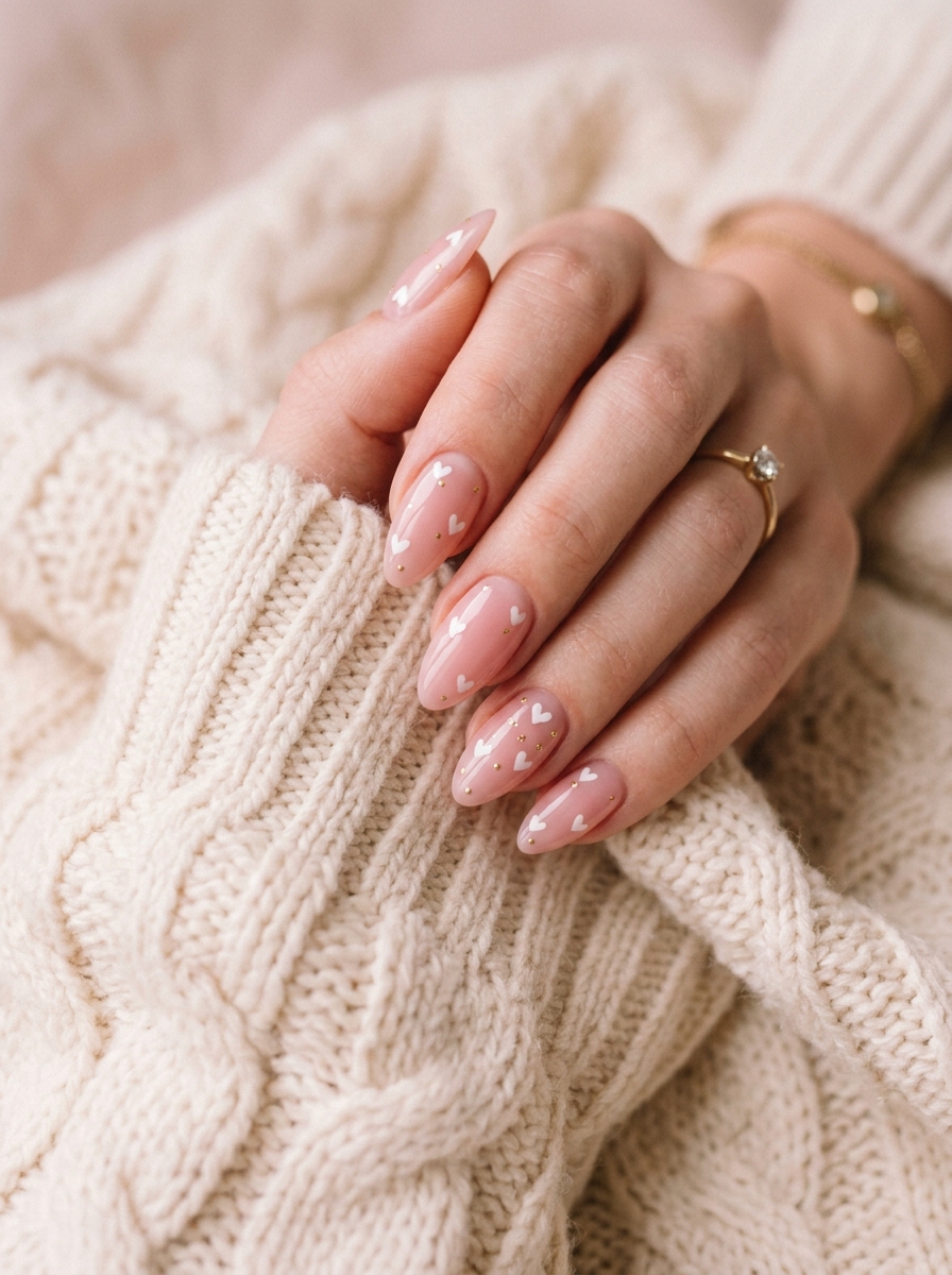 Minimal Heart nail design
